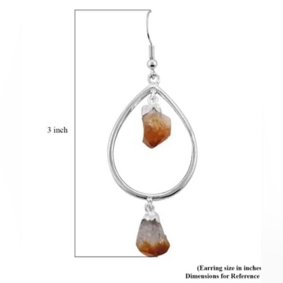 Brazilian Natural Citrine Drop Earrings in Silvertone 42.50ctw - Picture 5 of 15